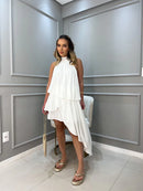 VESTIDO CASCATA - BRANCO - 10% DE DESCONTO NO PIX