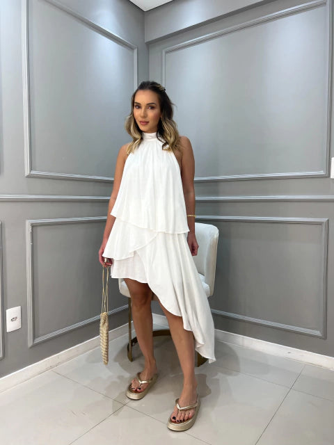 VESTIDO CASCATA - BRANCO - 10% DE DESCONTO NO PIX