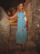 VESTIDO GREGO - AZUL - BRANCO - 10% DE DESCONTO NO PIX