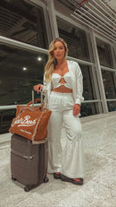 CONJUNTO TÂNIA - BRANCO ( 3 PEÇAS) - CAMISA, CALÇA E CROPPED - 10% DE DESCONTO NO PIX